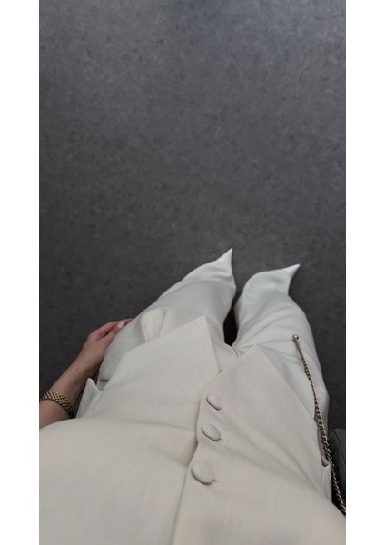 Premium Yelek-Pantolon Krem Takım
