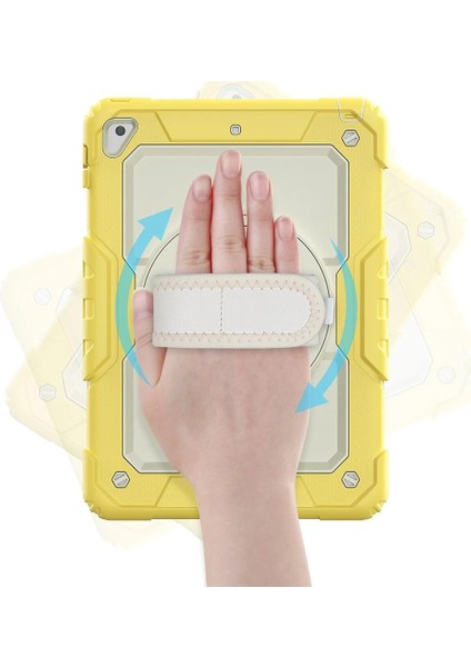 Ipad 5 Air 9.7 Kılıf Strap New Tablet Kapak - Sarı Glstd