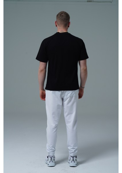 Daily Core - Beyaz Rahat Kesim Erkek Jogger Eşofman Altı