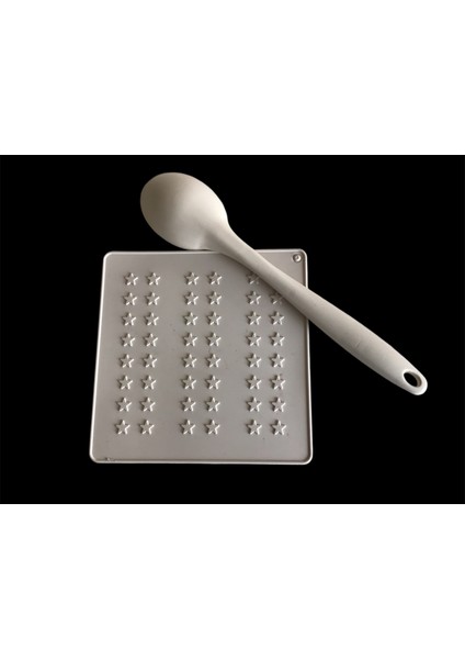Bybirgül Slilikon Yıldız Beyaz Nihale 17X17 cm (Airfryer Pişirme Matı +1 Ade Kaşık Set
