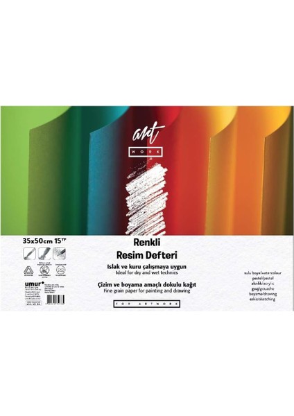 Clara Renkli Resim Defteri 160 gr / 180 Gr, 35 x 50, 12/3 Yaprak