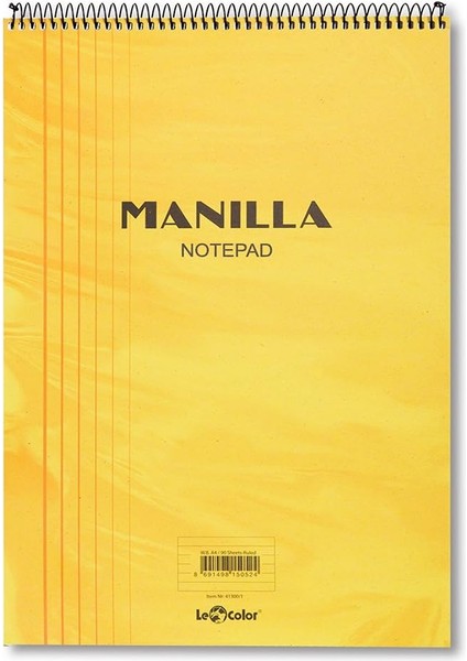 Color 41300/1 Manila Notepad Yumuşak Kapak, 1.hamur Kağıt Spiralli, Sarı