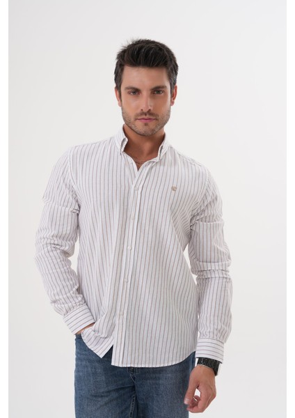 Erkek Çizgili 100%PAMUK Regular Erkek Gömlek