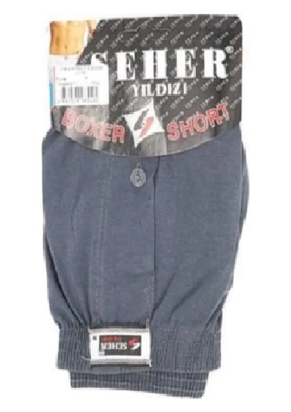Yıldızı Seher Erkek Boxer 4'lü Paket Lacivert-Füme-Gri-Siyah Asorti