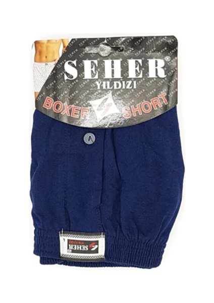 Yıldızı Seher Erkek Boxer 4'lü Paket Lacivert-Füme-Gri-Siyah Asorti