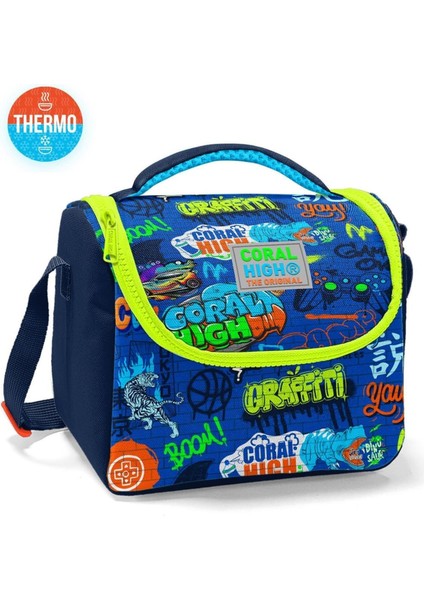 Kids Saks Mavi Grafiti Desenli 3’Lü Okul Çanta Seti 3set23767