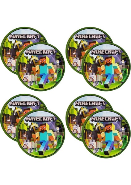 Minecraft Temalı Karton Tabak ve Bardak Seti 8+8 Adet modelleri