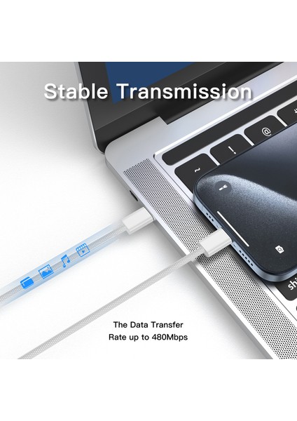 Type C To Type C 60WATT 20V/3A Android Huawei Xiaomi Apple iPhone 15 Hızlı Şarj Kablosu Beyaz 1 Metre indirimleri