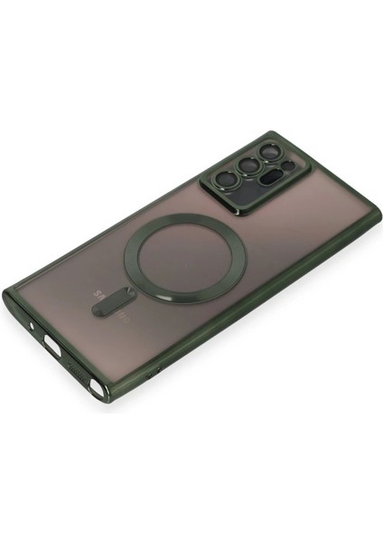 Samsung Galaxy Note 20 Ultra Kılıf Kross Magneticsafe Kapak - Koyu Yeşil Glstd