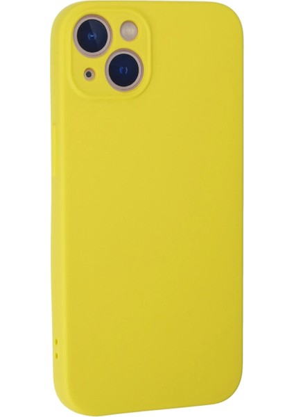 Apple iPhone 13 Mini Kılıf Nano Içi Kadife Silikon - Sarı Glstd