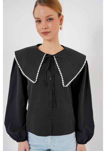 Bebe Yaka Gömlek 20314 - Siyah fırsatları