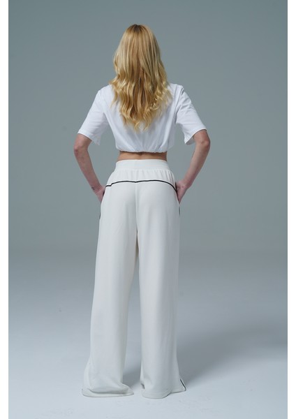 Soft Touch Premium Slit Palazzo Pants - Bej Yüksek Bel Modal Kumaşlı Yırtmaçlı Kadın Palazzo Bol Paça Eşofman Altı fiyatları