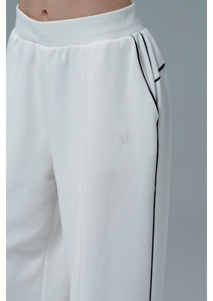 Soft Touch Premium Slit Palazzo Pants - Bej Yüksek Bel Modal Kumaşlı Yırtmaçlı Kadın Palazzo Bol Paça Eşofman Altı indirimleri