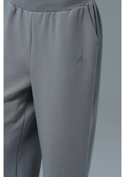 Soft Touch - Gri Yüksek Bel Modal Kumaşlı Kadın Jogger Eşofman Altı