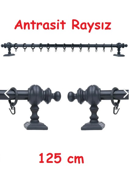 Antrasit Raysız Ahşap Rustik Perde Askısı - Al Rustik Borusu 125 cm