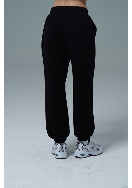 Soft Touch - Siyah Yüksek Bel Modal Kumaşlı Kadın Jogger Eşofman Altı