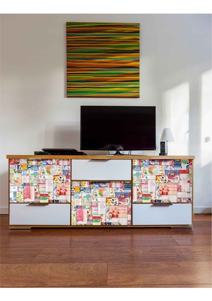 276-3205 Patchwork Desen Dekoratif Yapışkanlı Folyo ( 45 cm x 2 mt )