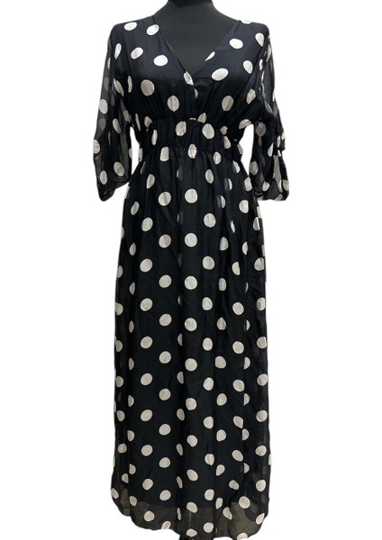 Puantiyeli Şifon Elbise