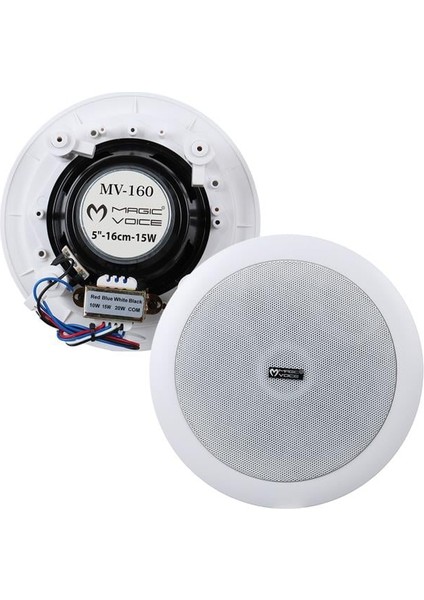 Magicvoice MV-160 16 cm 6" Tweeterli Beyaz Trafolu Alçıpan Tavan Hoparlör