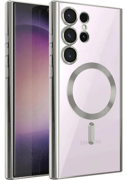 Samsung Galaxy S22 Ultra Kılıf Kross Magneticsafe Kapak - Gümüş Glstd