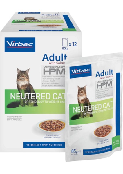 Vırbac Kısırlaştırılmış Yaş Kedi Maması Neutered Cat Somonlu Pouch 85 gr 1 Adet