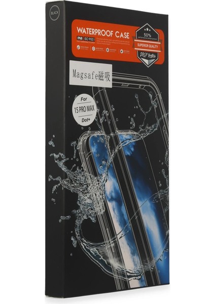 Apple iPhone 15 Pro Kılıf Red Pepper Magneticsafe Su Geçirmez Kılıf - Siyah-Gri Glstd