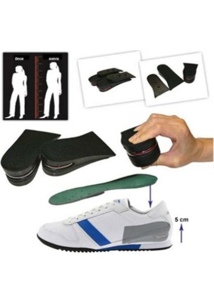 Hava Yastıklı Boy Uzatıcı Tabanlık (7 cm Daha Fazla Boy Uzunluğu) - 45 Numara