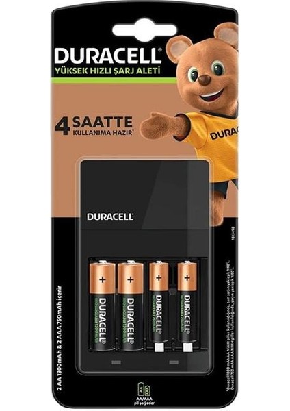 Duracell Aa*2 + Aaa*2 (Pilli) Hızlı Pil Şarj Aleti CEF14 (2 Adet *750 Mah Aaa + 2 Adet* 1300 Mah Aa Pil)