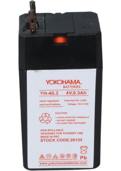 Yokohama Yh-40.3 4 Volt - 0.3 Amper Akü (25.5X19.5X48 Mm) modelleri
