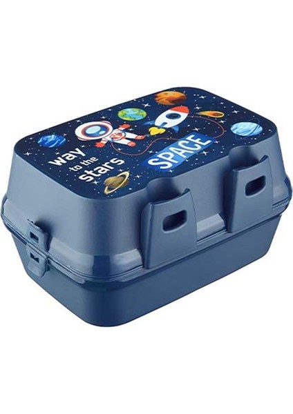 Uzay Model Dikdörtgen Kendinden Kaşıklı 4 Bölmeli 2 Katlı Beslenme Kutusu Uzay fiyatları