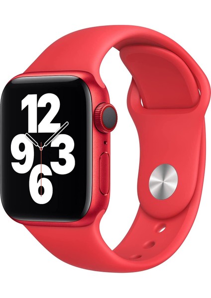 Apple Watch Series SE/10/9/8/7/6/5/4/3 Uyumlu 42mm-41mm-40mm-38mm S/M Silikon Kordon Kırmızı