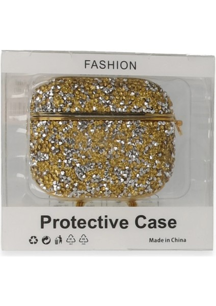Airpods Pro 2 (2.nesil) Mira Taşlı Kılıf - Gold Glstd