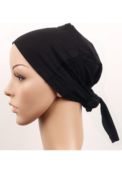 Dikişsiz Bağlamalı Tesettür Bone - Bağlamalı Bandana
