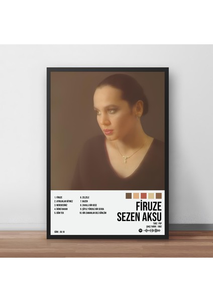 Sezen Aksu - Firuze Albüm Spotify Çerçeveli Poster Tablo
