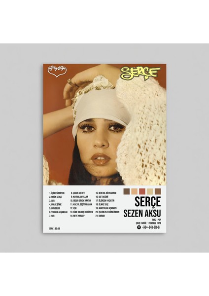 Sezen Aksu - Serçe Albüm Albüm Spotify Çerçevesiz Tasarım Poster