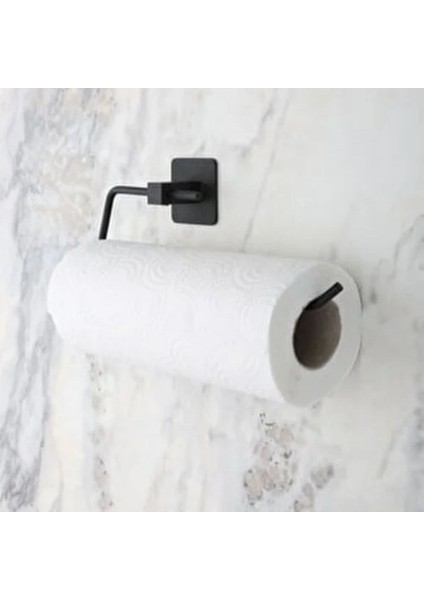 ® Kendiliğinden Yapışkanlı Siyah Paslanmaz Metal Rulo Havluluk Aparat