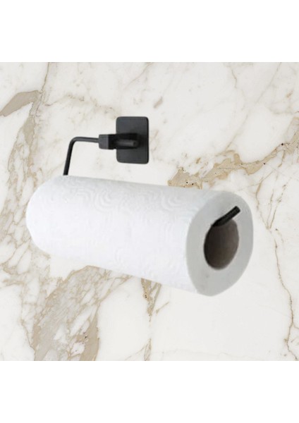 ® Kendiliğinden Yapışkanlı Siyah Paslanmaz Metal Rulo Havluluk Aparat