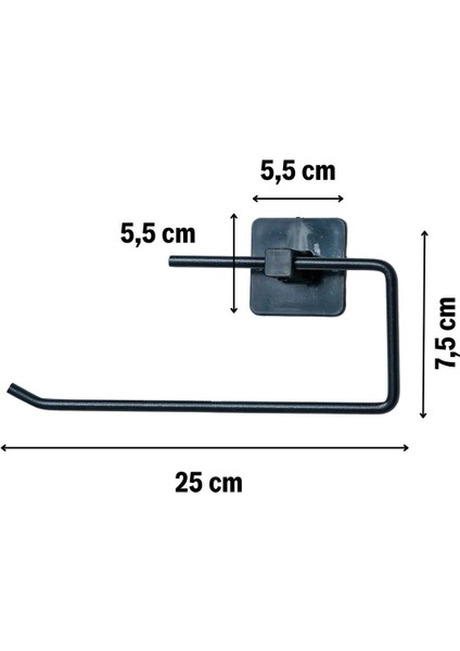 ® Kendiliğinden Yapışkanlı Siyah Paslanmaz Metal Rulo Havluluk Aparat