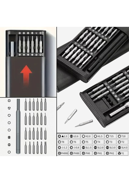 ® 25 Parça 24 Farklı Uçlu Mıknatıslı 25 In 1 Tornavida Seti