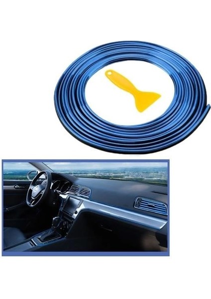 ® Mavi Araba Ototrim Dekorasyon Şeridi Kauçuk Elastik Kolay Kurulum 5 Metre Şerit Bant