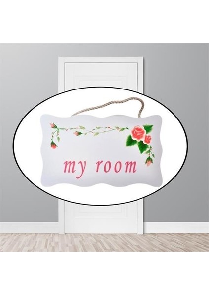 ® Decotown My Room Benim Odam Dekoratif Çiçek Desenli Kapı Askısı
