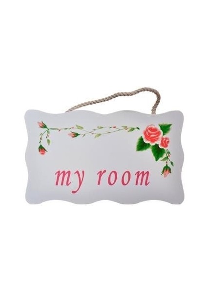 ® Decotown My Room Benim Odam Dekoratif Çiçek Desenli Kapı Askısı