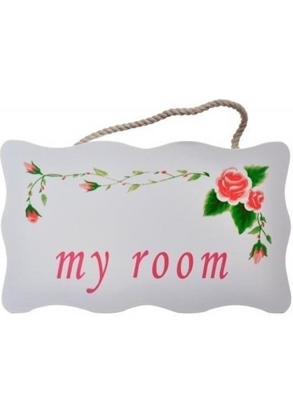 ® Decotown My Room Benim Odam Dekoratif Çiçek Desenli Kapı Askısı