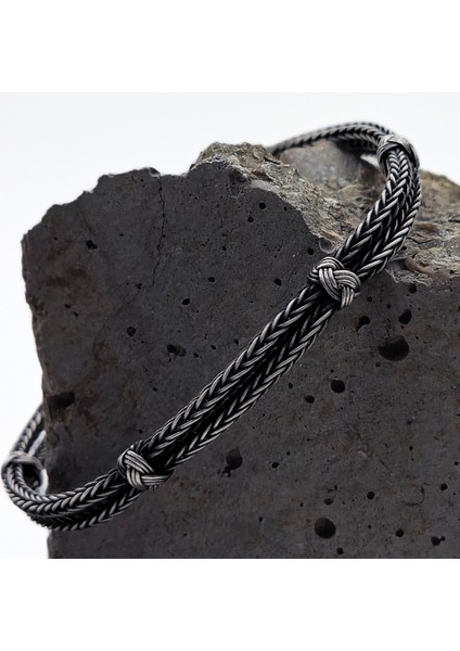 Oksitli Gümüş Kazaziye Çift Zincir Bileklik - 1000 Ayar Gümüş Ince Örgü El Işçiliği Bileklik fiyatları