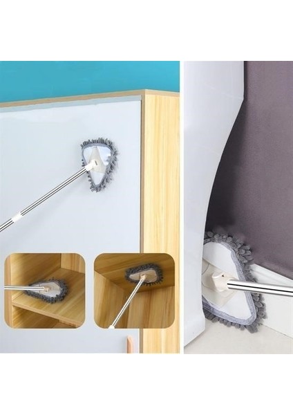 ® Teleskopik Saplı 150 cm Üçgen Mop Cam Duvar Tavan Fayans Parke Temizleyici Mop