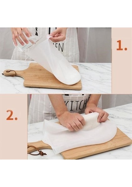 ® Büyük Hamur Torbası Silikon Şeffaf Hamur Yoğurma Torbası Ekmek Makarna Mantı Hamuru Kolay