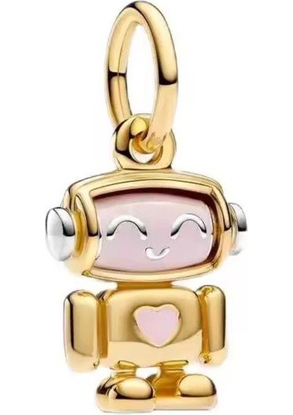 Gümüş Gold Renk Döndürülebilir Yüz Robotu Sarkan Charm fırsatları