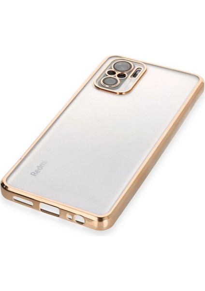 Xiaomi Redmi Note 10 Kılıf Razer Lensli Silikon - Gold Glstd