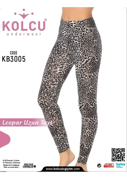 Kar Leoparı Desenli Likralı Uzun Kadın Tayt - KB3005 fiyatları