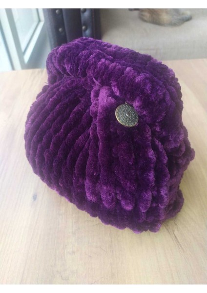 Gizli Burslu Kadife Mor Çanta Handmade